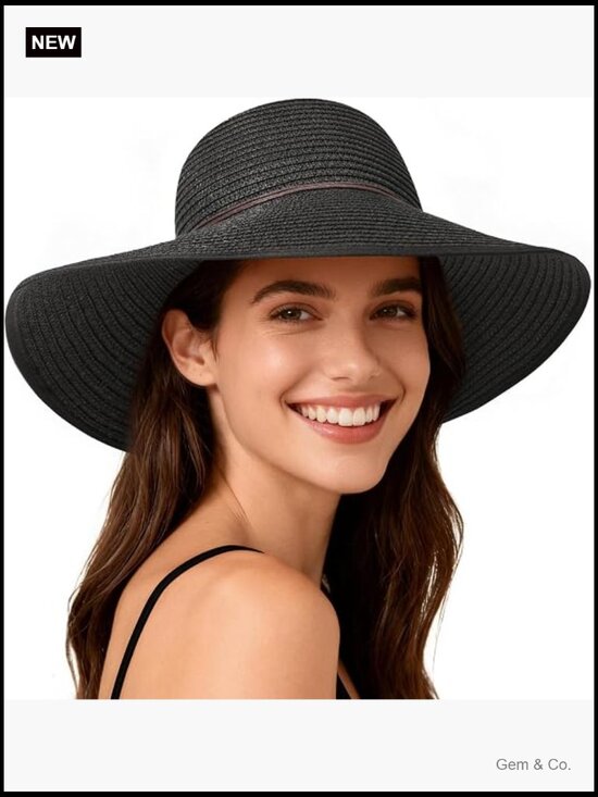 UPF 50+ Wide Brim Straw Sun Hat for Women, Adjustable Beach Hat main image 7